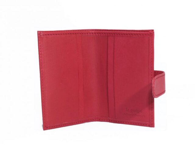 La Guêpe - Petite Maroquinerie - Porte-cartes compact "Luxe" tout cuir rouge - PM-038-01