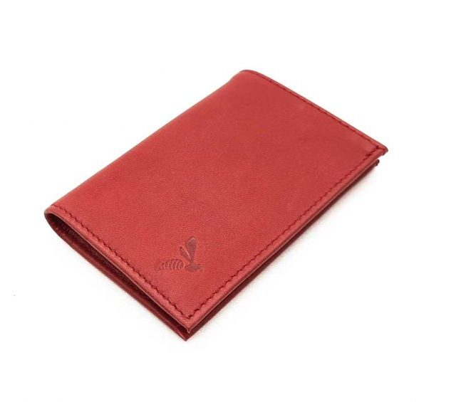 La Guêpe - Petite Maroquinerie - Porte-cartes compact "Luxe" tout cuir rouge - PM-038-01