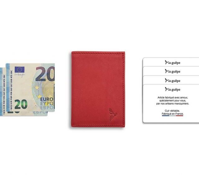 La Guêpe - Petite Maroquinerie - Porte-cartes compact "Luxe" tout cuir rouge - PM-038-01
