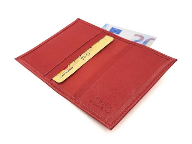 La Guêpe - Petite Maroquinerie - Porte-cartes compact "Luxe" tout cuir rouge - PM-038-01