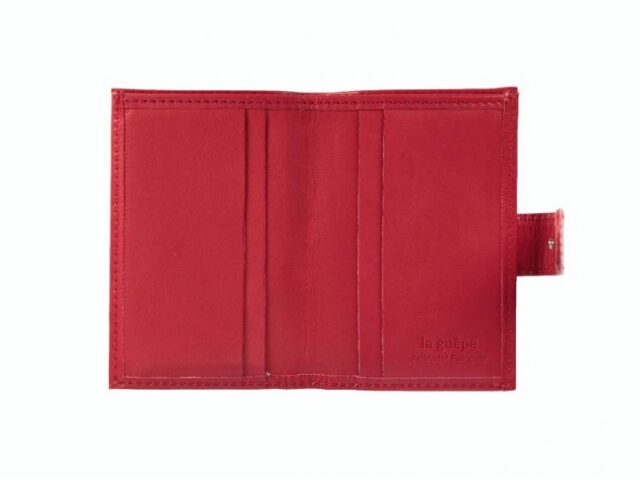 La Guêpe - Petite Maroquinerie - Porte-cartes compact "Luxe" tout cuir rouge - PM-038-01