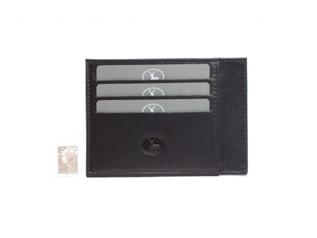 La Guêpe - Petite Maroquinerie - Porte-cartes compact en cuir noir - 575