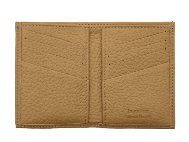 La Guêpe - Petite Maroquinerie - Porte-cartes en cuir grainé beige 8 Cartes - PM-018-05