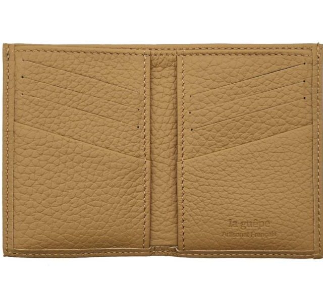 La Guêpe - Petite Maroquinerie - Porte-cartes en cuir grainé beige 8 Cartes - PM-018-05