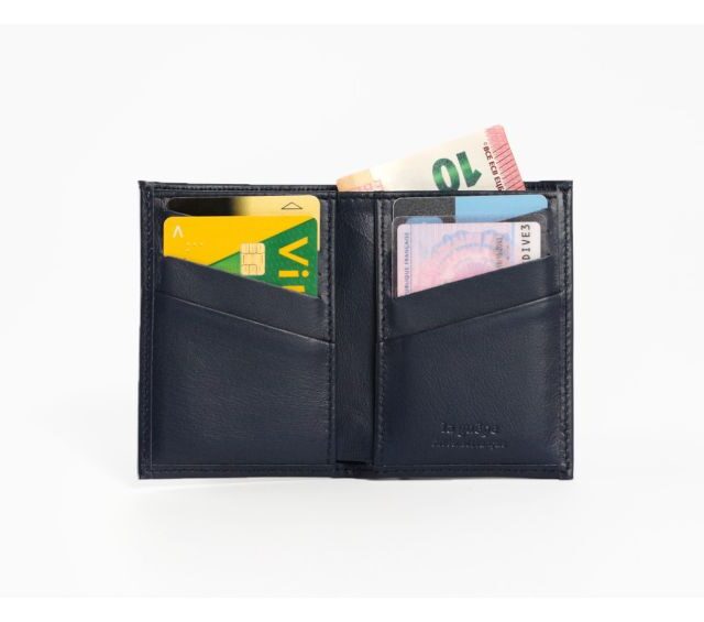 La Guêpe - Petite Maroquinerie - Porte-cartes "Luxe" tout cuir bleu 8 Cartes - PM-018-01