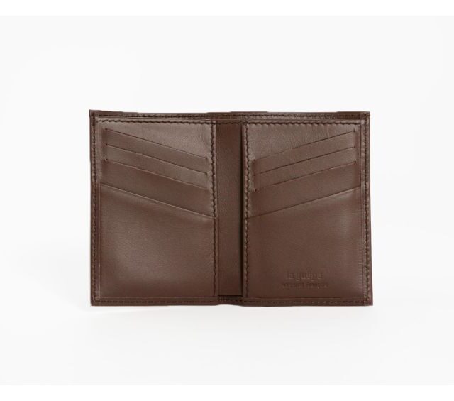 La Guêpe - Petite Maroquinerie - Porte-cartes "Luxe" tout cuir marron 8 Cartes - PM-018-01