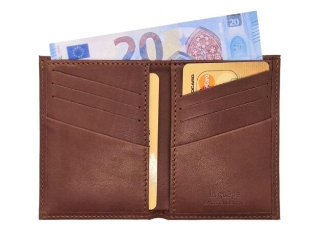 La Guêpe - Petite Maroquinerie - Porte-cartes "Luxe" tout cuir marron 8 Cartes - PM-018-01
