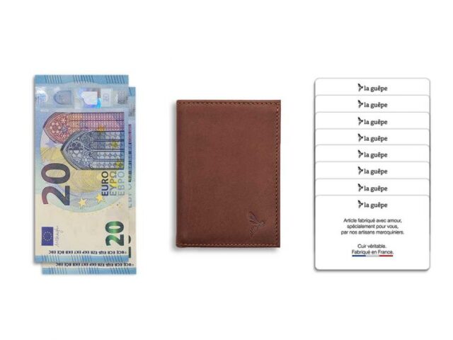 La Guêpe - Petite Maroquinerie - Porte-cartes "Luxe" tout cuir marron 8 Cartes - PM-018-01
