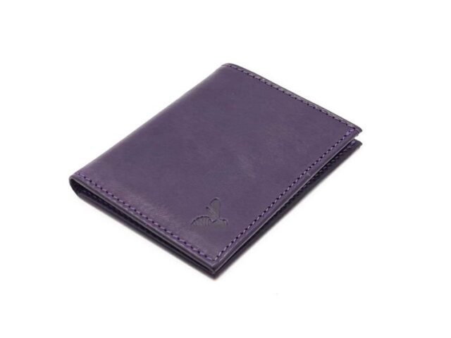 La Guêpe - Petite Maroquinerie - Porte-cartes "Luxe" tout cuir myrtille 8 Cartes - PM-018-01