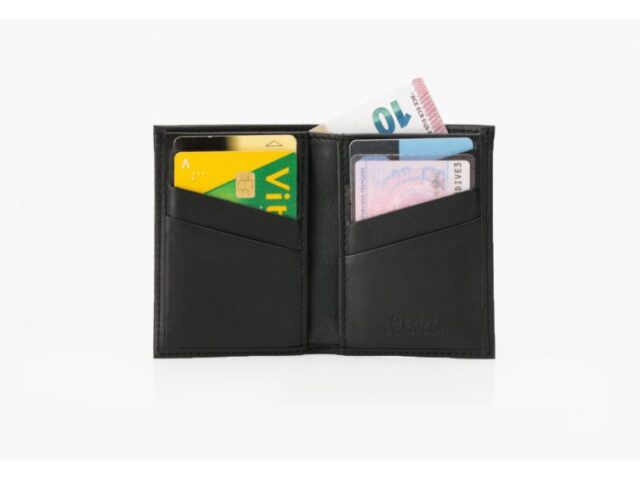 La Guêpe - Petite Maroquinerie - Porte-cartes "Luxe" tout cuir noir 8 Cartes - PM-018-01