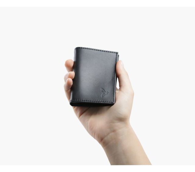 La Guêpe - Petite Maroquinerie - Porte-cartes "Luxe" tout cuir noir 8 Cartes - PM-018-01