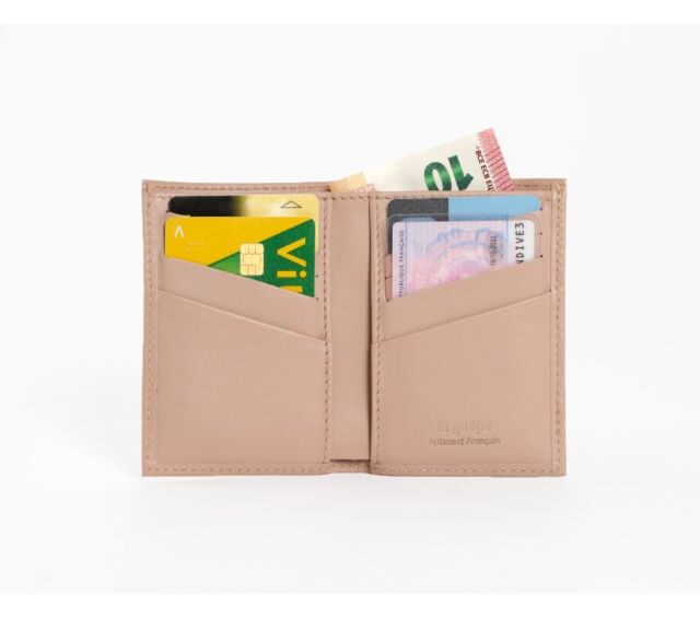 La Guêpe - Petite Maroquinerie - Porte-cartes "Luxe" tout cuir rosa 8 Cartes - PM-018-01