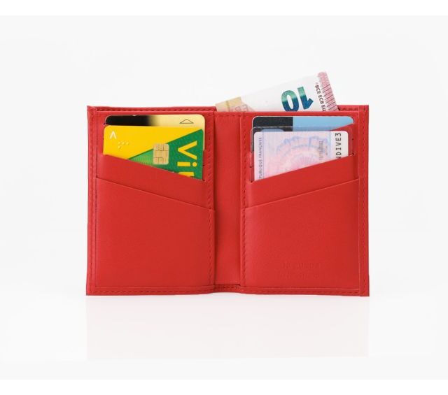 La Guêpe - Petite Maroquinerie - Porte-cartes "Luxe" tout cuir rouge 8 Cartes - PM-018-01