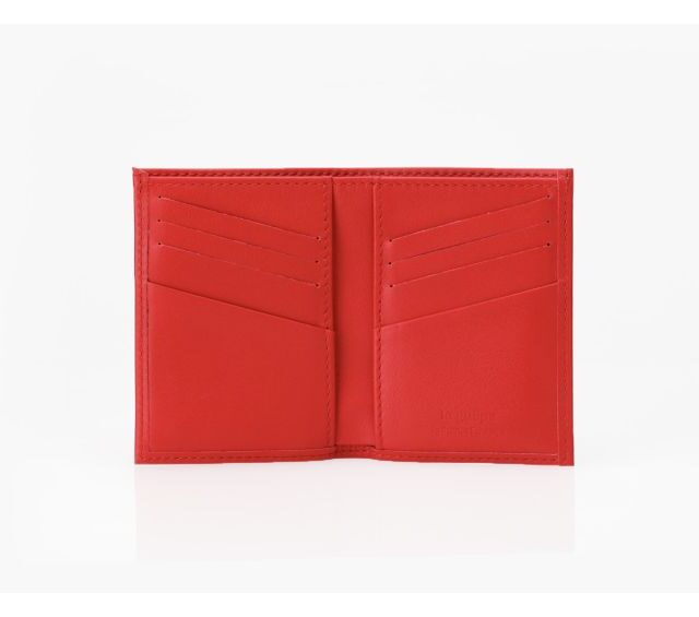 La Guêpe - Petite Maroquinerie - Porte-cartes "Luxe" tout cuir rouge 8 Cartes - PM-018-01