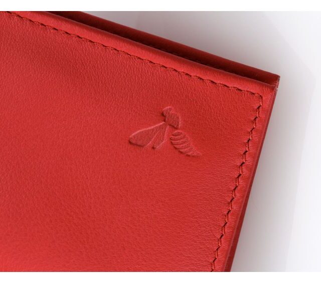 La Guêpe - Petite Maroquinerie - Porte-cartes "Luxe" tout cuir rouge 8 Cartes - PM-018-01