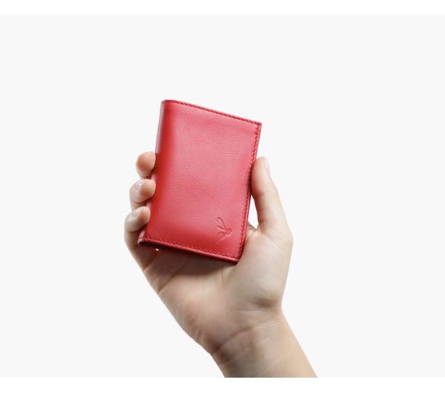 La Guêpe - Petite Maroquinerie - Porte-cartes "Luxe" tout cuir rouge 8 Cartes - PM-018-01