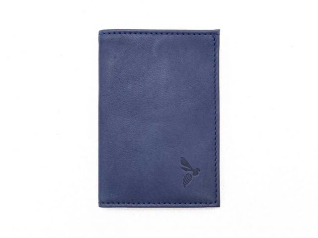La Guêpe - Petite Maroquinerie - Porte-cartes minimaliste "Luxe" tout cuir bleu 2 Cartes - PM-017-01
