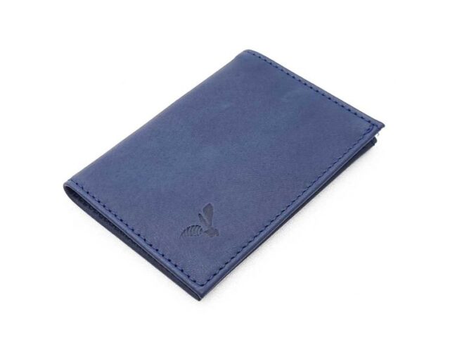 La Guêpe - Petite Maroquinerie - Porte-cartes minimaliste "Luxe" tout cuir bleu 2 Cartes - PM-017-01