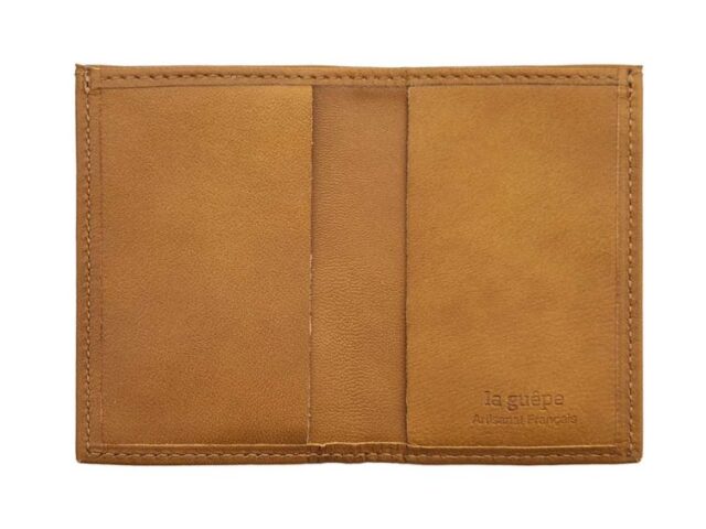 La Guêpe - Petite Maroquinerie - Porte-cartes minimaliste "Luxe" tout cuir Gold 2 Cartes - PM-017-01