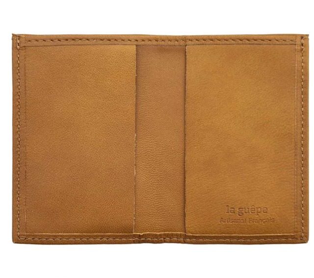 La Guêpe - Petite Maroquinerie - Porte-cartes minimaliste "Luxe" tout cuir Gold 2 Cartes - PM-017-01
