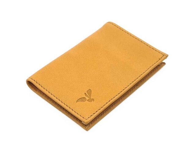 La Guêpe - Petite Maroquinerie - Porte-cartes minimaliste "Luxe" tout cuir Gold 2 Cartes - PM-017-01