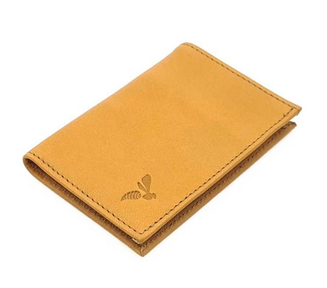 La Guêpe - Petite Maroquinerie - Porte-cartes minimaliste "Luxe" tout cuir Gold 2 Cartes - PM-017-01