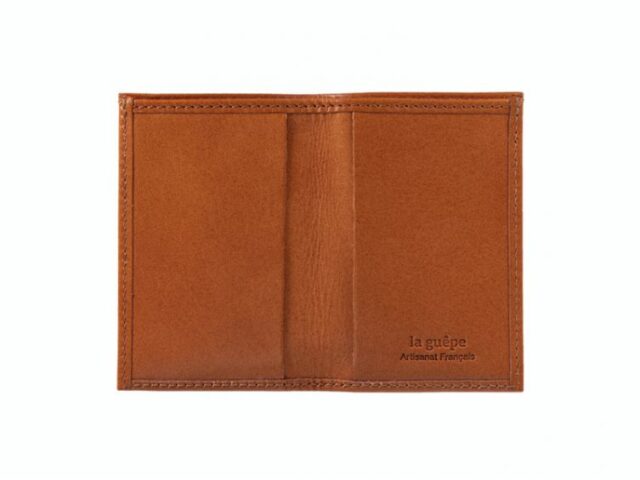 La Guêpe - Petite Maroquinerie - Porte-cartes minimaliste "Luxe" tout cuir Gold 2 Cartes - PM-017-01