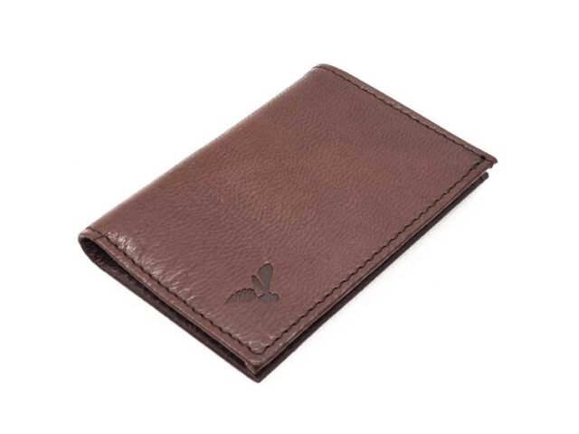 La Guêpe - Petite Maroquinerie - Porte-cartes minimaliste "Luxe" tout cuir marron 2 Cartes - PM-017-01