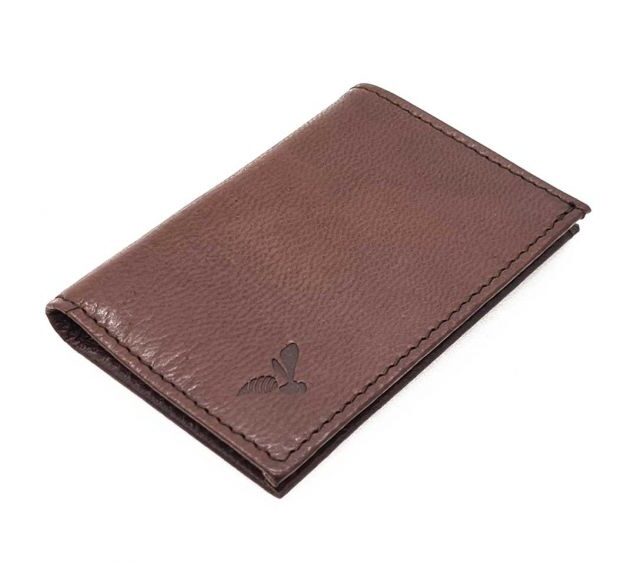 La Guêpe - Petite Maroquinerie - Porte-cartes minimaliste "Luxe" tout cuir marron 2 Cartes - PM-017-01