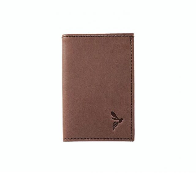 La Guêpe - Petite Maroquinerie - Porte-cartes minimaliste "Luxe" tout cuir marron 2 Cartes - PM-017-01
