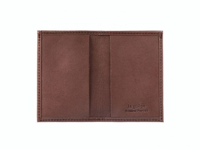 La Guêpe - Petite Maroquinerie - Porte-cartes minimaliste "Luxe" tout cuir marron 2 Cartes - PM-017-01