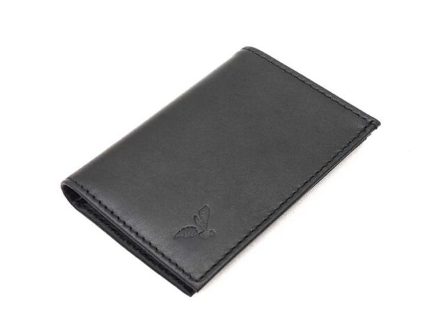 La Guêpe - Petite Maroquinerie - Porte-cartes minimaliste "Luxe" tout cuir noir 2 Cartes - PM-017-01