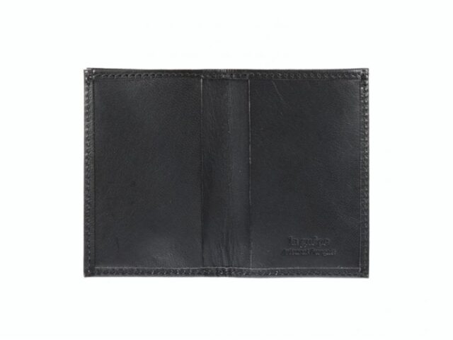La Guêpe - Petite Maroquinerie - Porte-cartes minimaliste "Luxe" tout cuir noir 2 Cartes - PM-017-01