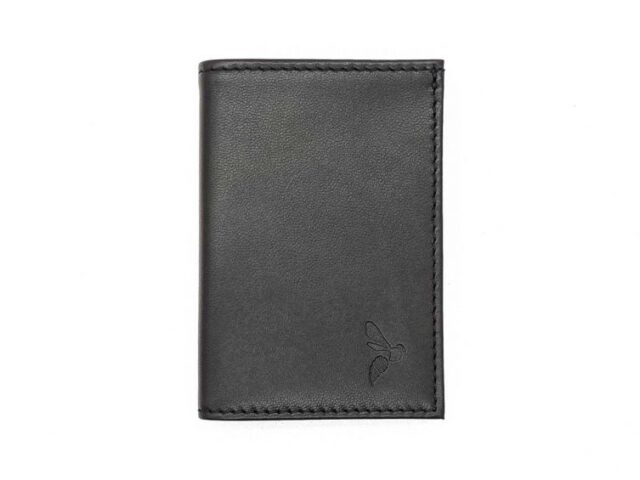 La Guêpe - Porte-cartes minimaliste “Luxe” tout cuir noir 2 Cartes – PM-017-01
