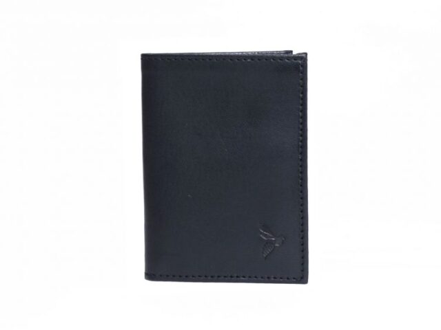 La Guêpe - Petite Maroquinerie - Porte-cartes minimaliste "Luxe" tout cuir noir 2 Cartes - PM-017-01