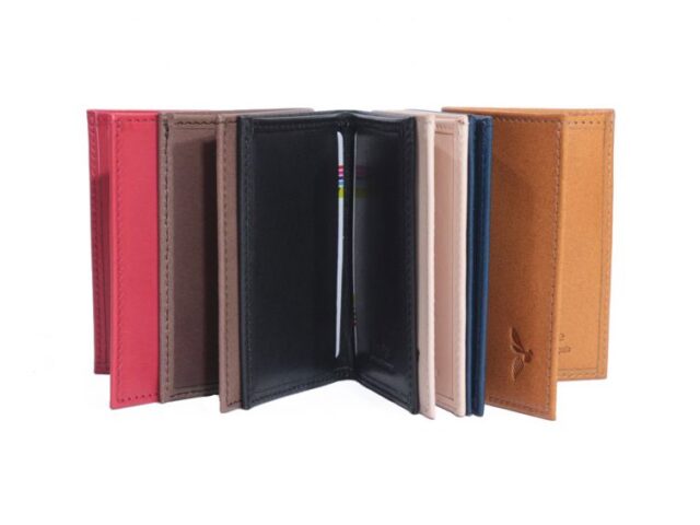 La Guêpe - Petite Maroquinerie - Porte-cartes minimaliste "Luxe" tout cuir nude 2 Cartes - PM-017-01