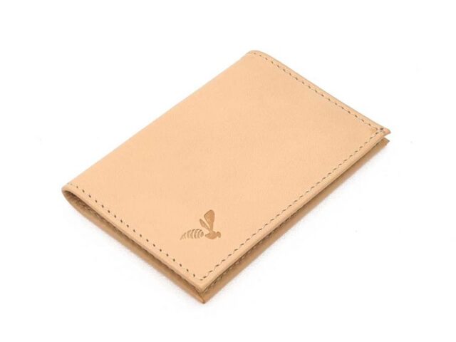 La Guêpe - Petite Maroquinerie - Porte-cartes minimaliste "Luxe" tout cuir nude 2 Cartes - PM-017-01