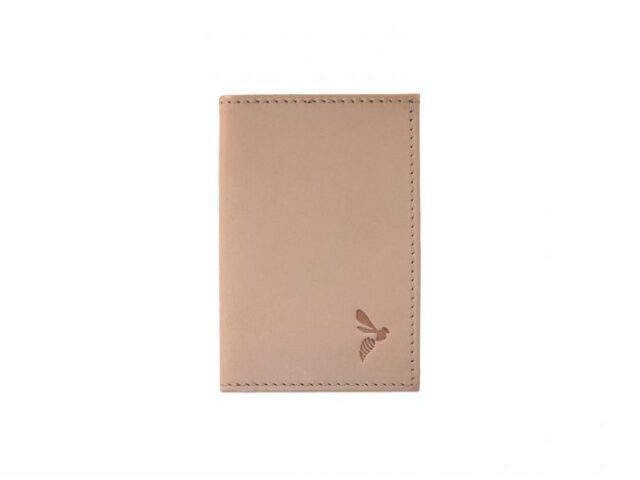La Guêpe - Petite Maroquinerie - Porte-cartes minimaliste "Luxe" tout cuir nude 2 Cartes - PM-017-01