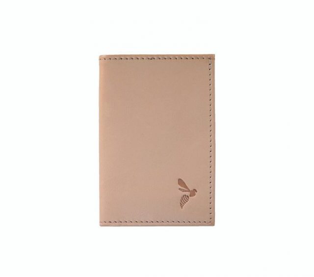 La Guêpe - Petite Maroquinerie - Porte-cartes minimaliste "Luxe" tout cuir nude 2 Cartes - PM-017-01