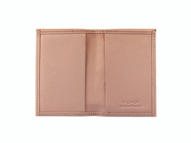 La Guêpe - Petite Maroquinerie - Porte-cartes minimaliste "Luxe" tout cuir nude 2 Cartes - PM-017-01