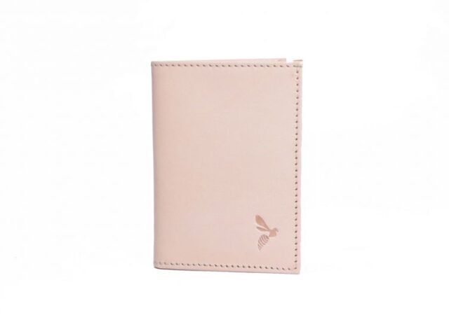 La Guêpe - Petite Maroquinerie - Porte-cartes minimaliste "Luxe" tout cuir nude 2 Cartes - PM-017-01