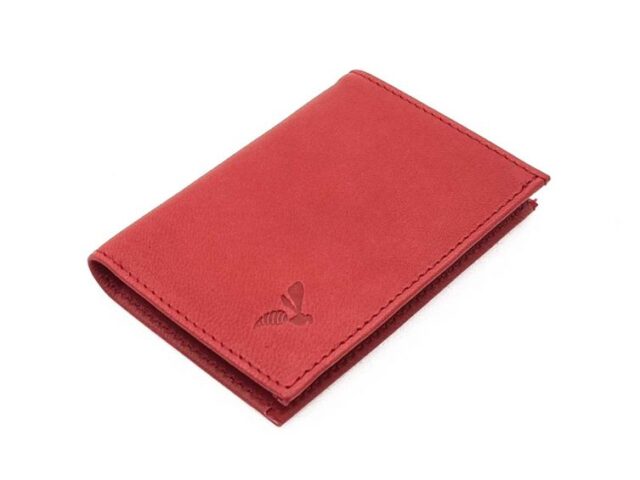 La Guêpe - Petite Maroquinerie - Porte-cartes minimaliste "Luxe" tout cuir rouge 2 Cartes - PM-017-01