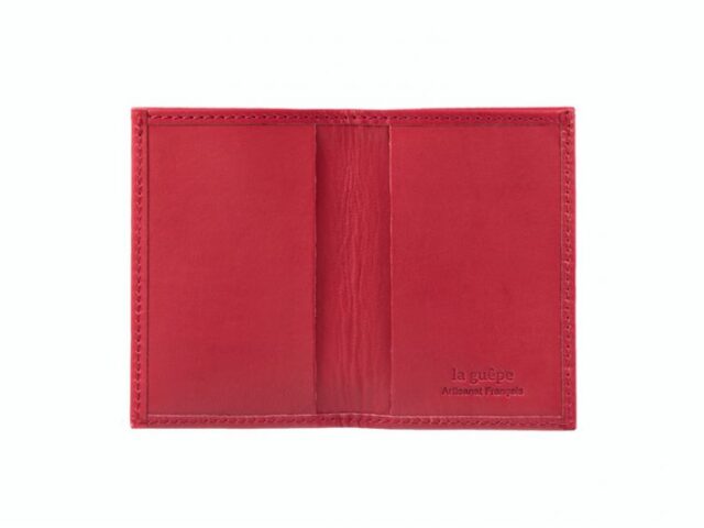 La Guêpe - Petite Maroquinerie - Porte-cartes minimaliste "Luxe" tout cuir rouge 2 Cartes - PM-017-01