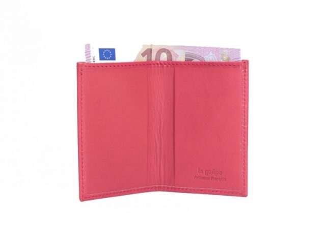 La Guêpe - Petite Maroquinerie - Porte-cartes minimaliste "Luxe" tout cuir rouge 2 Cartes - PM-017-01