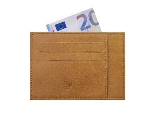 La Guêpe - Petite Maroquinerie - Porte-cartes ouvert "Luxe" tout cuir Gold 6 Cartes - PM-013-01