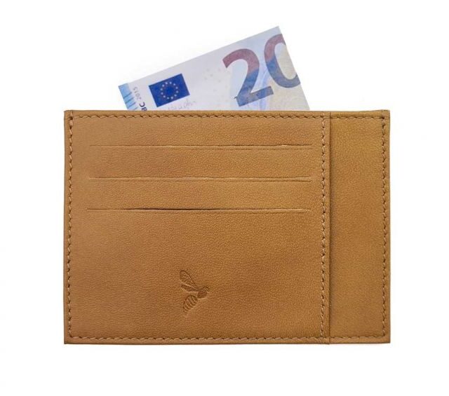 La Guêpe - Petite Maroquinerie - Porte-cartes ouvert "Luxe" tout cuir Gold 6 Cartes - PM-013-01