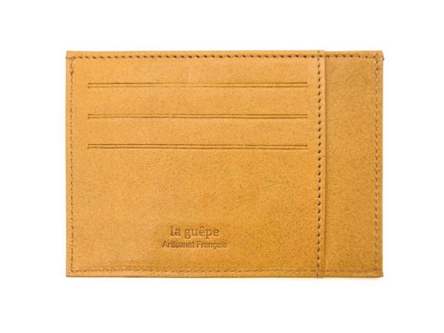 La Guêpe - Petite Maroquinerie - Porte-cartes ouvert "Luxe" tout cuir Gold 6 Cartes - PM-013-01