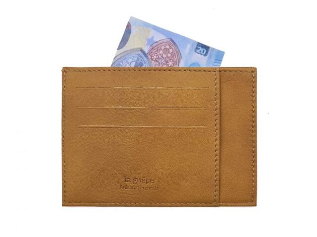 La Guêpe - Petite Maroquinerie - Porte-cartes ouvert "Luxe" tout cuir Gold 6 Cartes - PM-013-01
