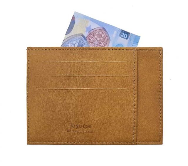 La Guêpe - Petite Maroquinerie - Porte-cartes ouvert "Luxe" tout cuir Gold 6 Cartes - PM-013-01