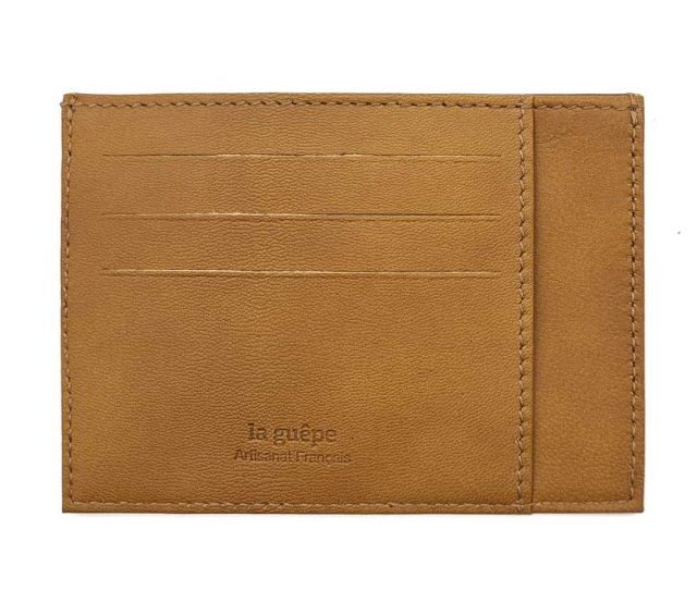 La Guêpe - Petite Maroquinerie - Porte-cartes ouvert "Luxe" tout cuir Gold 6 Cartes - PM-013-01